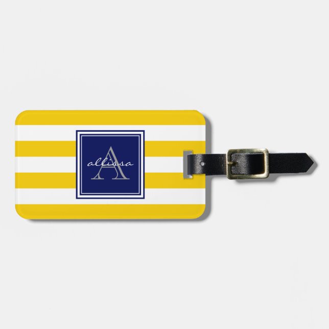 Sonnenschein Mit Monogramm Markisenstreifen Gepäckanhänger (Vorderseite horizontal)