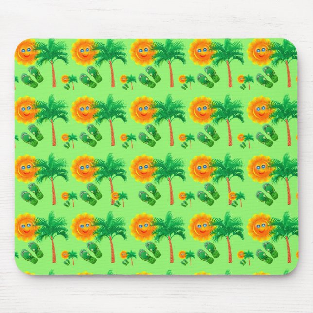 Sonnenschein, Palmen und Flip Flops Mousepad (Vorne)