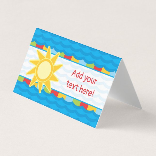 Sonnenschein Pool Party Food Table Zelt Card Visitenkarten (Vorderseite)