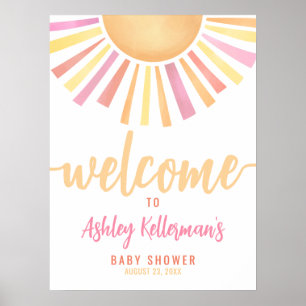 Sonnenschein Rosa Baby Shower Begrüßungsschild Poster