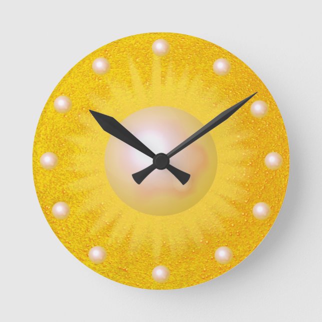 Sonnenschein Sonne Golden Gelb Sonnenschein Runde Wanduhr (Vorderseite)