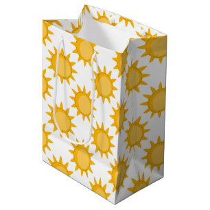 Sonnenschein-Sonnendesign auf Weiß Mittlere Geschenktüte