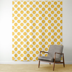Sonnenschein-Sonnendesign auf Weiß Wandteppich
