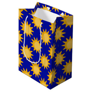 Sonnenschein-Sonnenmuster-Design auf Blau Mittlere Geschenktüte
