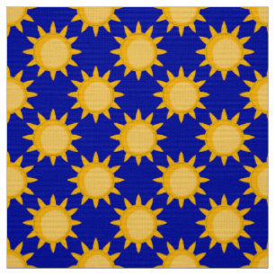 Sonnenschein-Sonnenmuster-Design auf Blau  Stoff