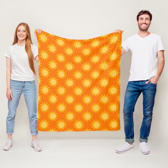 Sonnenschein-Sonnenmuster-Design auf Orange Fleecedecke (Beispiel)