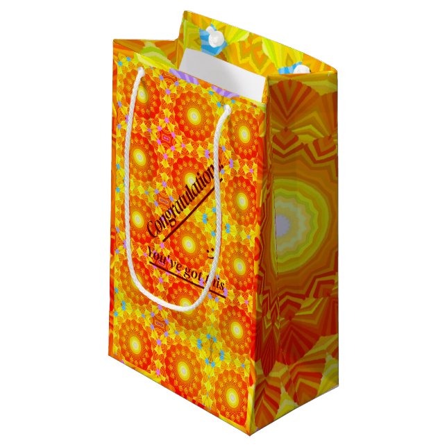 Sonnenschein-Spaß-Feier Kleine Geschenktüte (Vorderseite Schrägansicht)