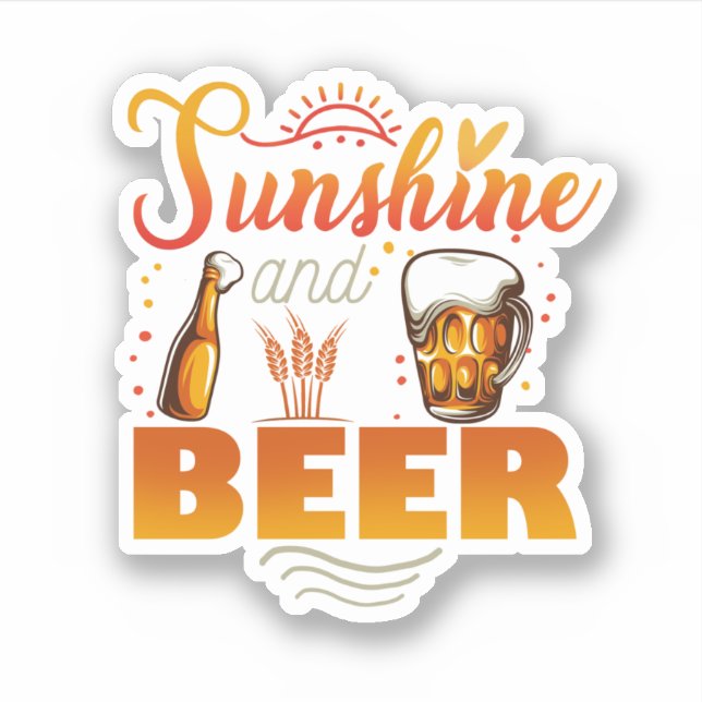 Sonnenschein und Bier Funny Beach Sommerurlaub Aufkleber (Vorderseite)