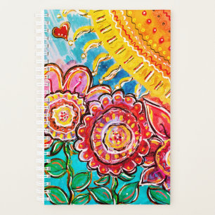 Sonnenschein und Blume farbenfroher Planer