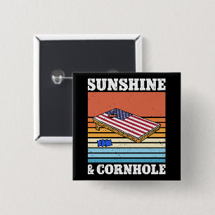 Sonnenschein und Cornhole-Spiel Hobby Retro-Gesche Button
