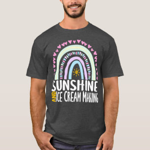 Sonnenschein und Eiscreme Niedliches Regenbogenges T-Shirt