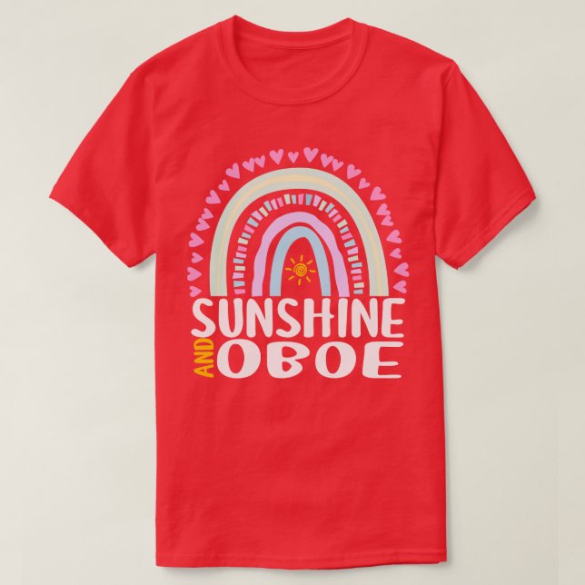 Sonnenschein und Oboe Niedliches Regenbogengeschen T-Shirt (Design vorne)