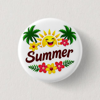 Sonnenschein und Palmen Rund Abzeichen Button
