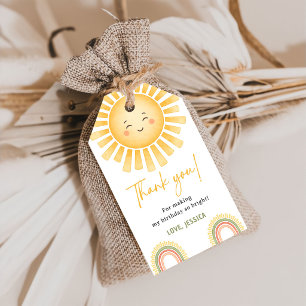Sonnenschein- und Regenbogen-Geburtstagsfeier Geschenkanhänger