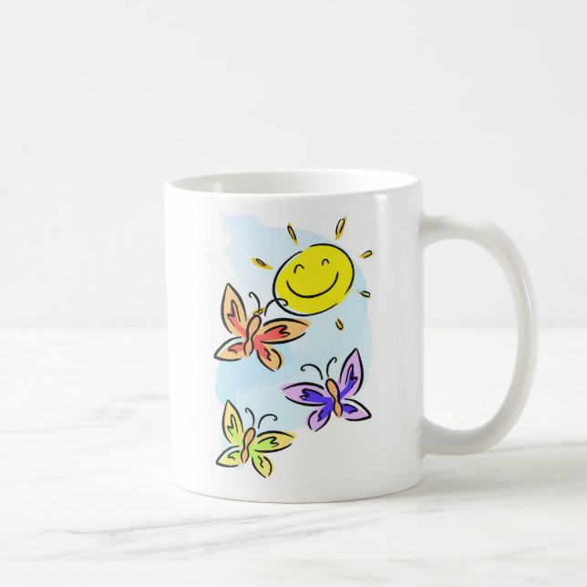 Sonnenschein und Schmetterlinge Kaffeetasse (Rechts)