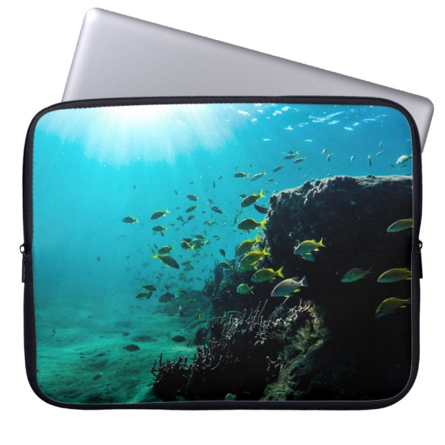 Sonnenschein und tropischer Fisch Laptopschutzhülle (Vorderseite)