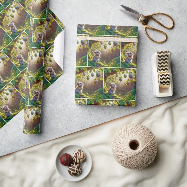Sonnenschein unter einem Ostereierbaum Geschenkpapier (Kunsthandwerk)