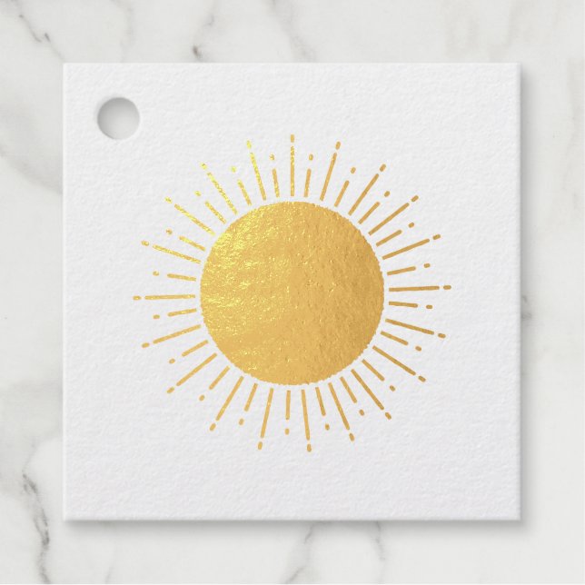 Sonnenschein Wasserfarbe Babydusche im Hintergrund Geschenkanhänger (Vorderseite)