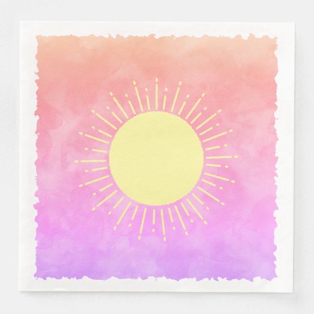 Sonnenschein Wasserfarbe Babydusche im Hintergrund Serviette (Vorderseite)