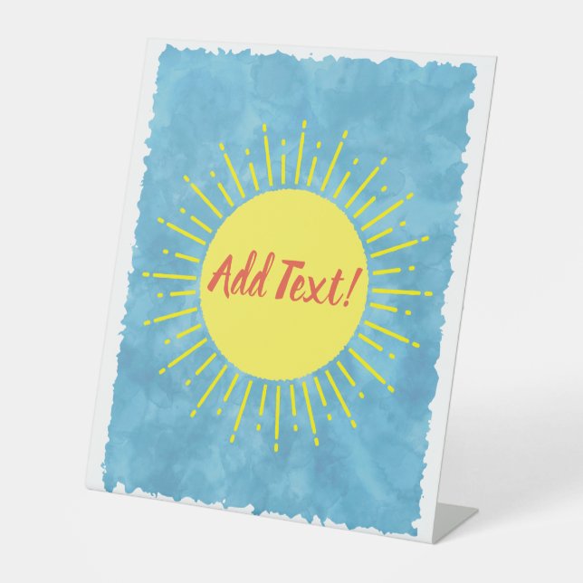 Sonnenschein Wasserfarbe Babydusche im Hintergrund Sockelschild (Vorderseite)