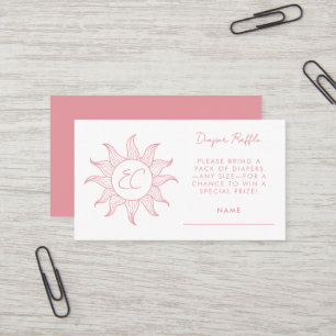 Sonnenschein Windeln Raffle Card Kinderdusche rosa Visitenkarte