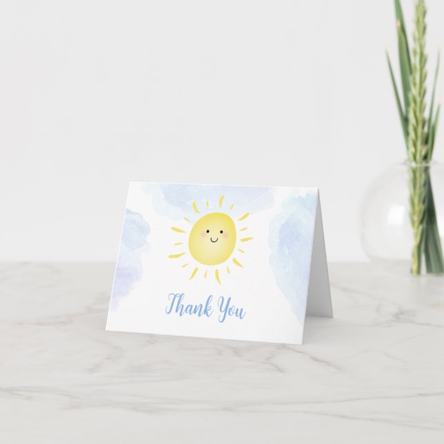 Sonnenschein Wolken Blauer Geburtstag Dankeskarte (Vorderseite)