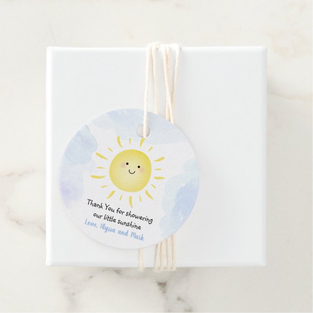 Sonnenschein Wolken Blue Boy Baby Dusche Geschenkanhänger (Beispiel)