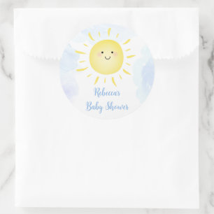 Sonnenschein Wolken Blue Boy Baby Dusche Runder Aufkleber