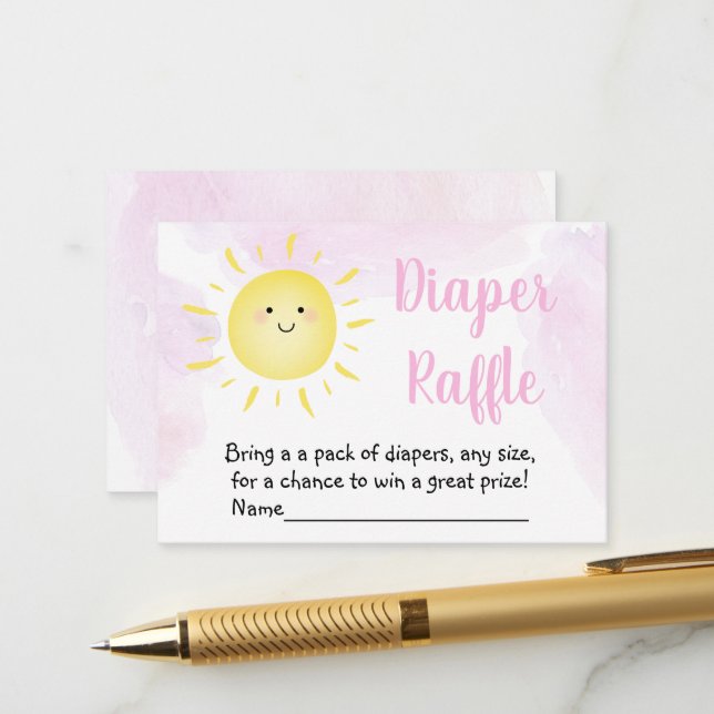 Sonnenschein Wolken Pink Babydusche Windelwanne Ra Begleitkarte (Vorderseite/Rückseite Beispiel)