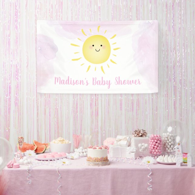 Sonnenschein Wolken Pink Girl Baby Dusche Banner (Party)