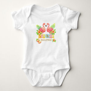 Sonnenschein-Zustand Flamingo Tropische Blumen Baby Strampler
