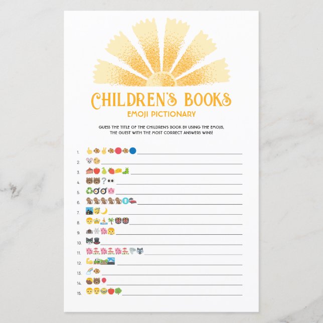 Sonnenscheinbücher für Kinder Emoji-Picktionary (Vorderseite)