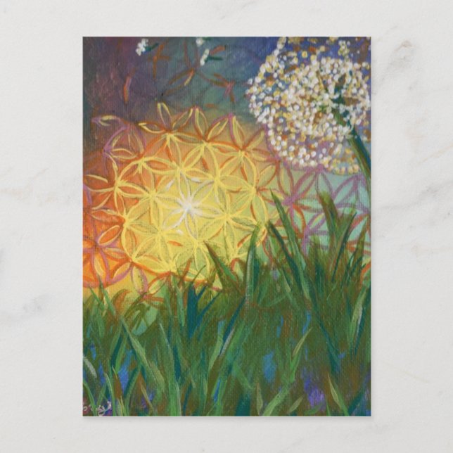 Sonnenscheinleuchter Heilige Geometrie Landschaft Postkarte (Vorderseite)