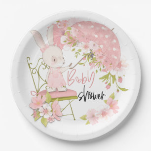 Sonnenschirm Pink White Florals Girl Baby Dusche Pappteller