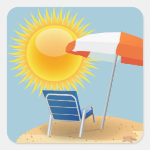 Sonnenschirm und Strandschirm Quadratischer Aufkleber