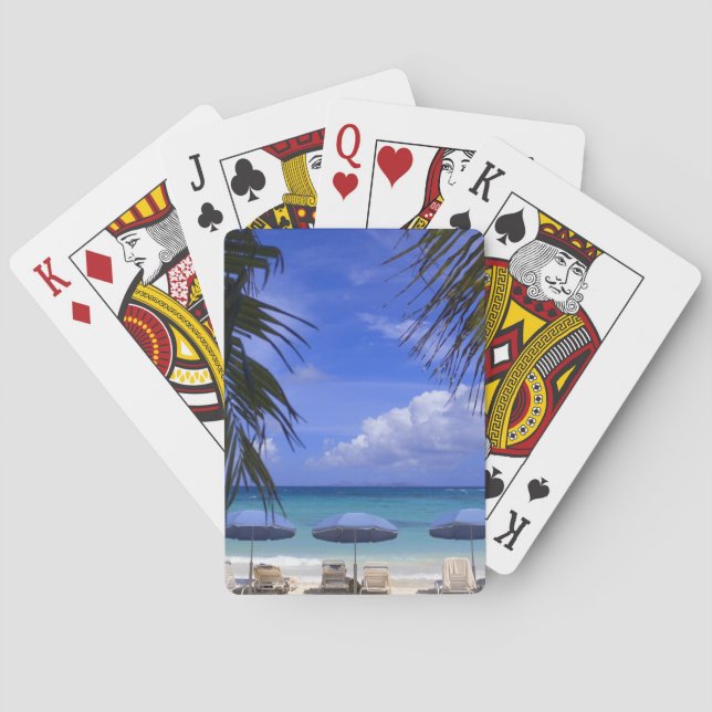 Sonnenschirme am Strand, St. Maarten, Karibik Spielkarten (Rückseite)