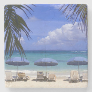 Sonnenschirme am Strand, St. Maarten, Karibik Steinuntersetzer