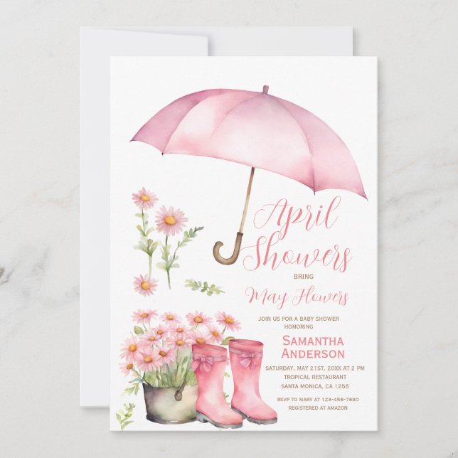 Sonnenschirme April Duschen bringen Mai Blume Einladung (Vorderseite)
