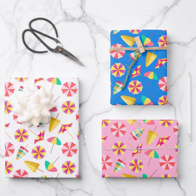 Sonnenschirme Geschenkpapier Set (Vorderseite)