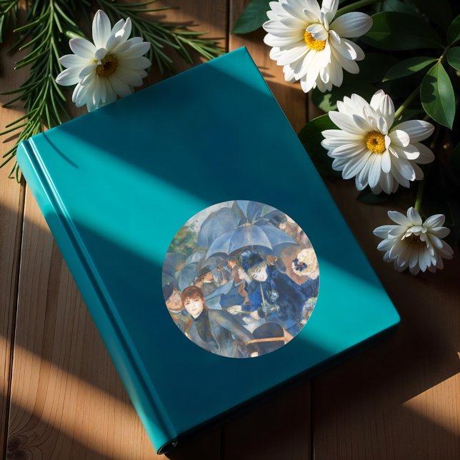 Sonnenschirme, Pierre Auguste Renoir Art Runder Aufkleber (Von Creator hochgeladen)