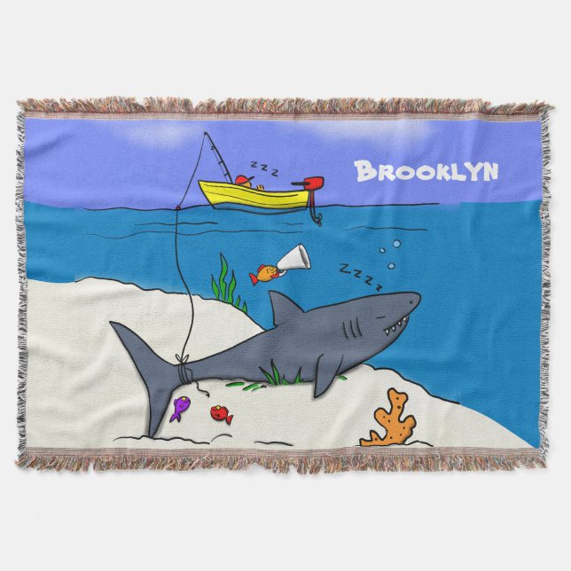Sonnenschlafhai und Fischerei Cartoon Decke (Vorderseite)