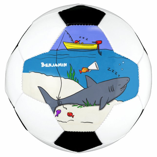 Sonnenschlafhai und Fischerei Cartoon Fußball (Vorderseite)