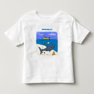 Sonnenschlafhai und Fischerei Cartoon Kleinkind T-shirt