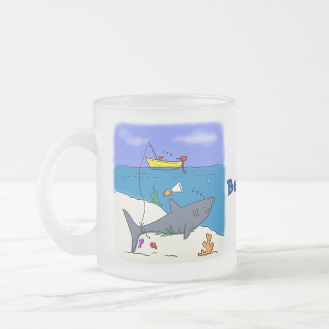 Sonnenschlafhai und Fischerei Cartoon Mattglastasse (Links)