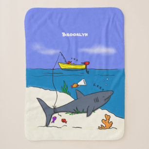 Sonnenschlafhai und Fischerei Cartoon Sherpadecke