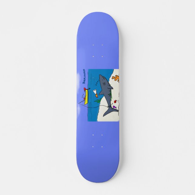 Sonnenschlafhai und Fischerei Cartoon Skateboard (Vorne)