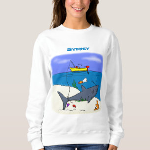 Sonnenschlafhai und Fischerei Cartoon Sweatshirt