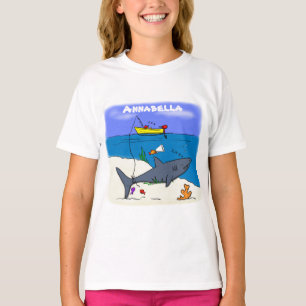 Sonnenschlafhai und Fischerei Cartoon T-Shirt