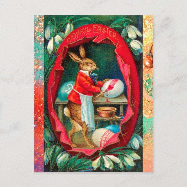 SONNENSCHNEE MIT RABBIT-SCHMERZEN OSTEREIER FEIERTAGSPOSTKARTE (Vorderseite)