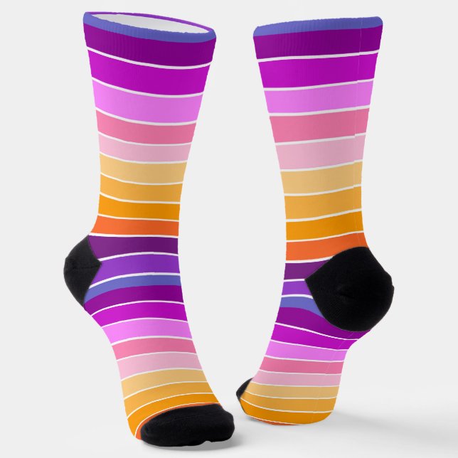 Sonnenschutzstreifen - orange, rosa, Lila, Lavende Socken (Gewinkelt)